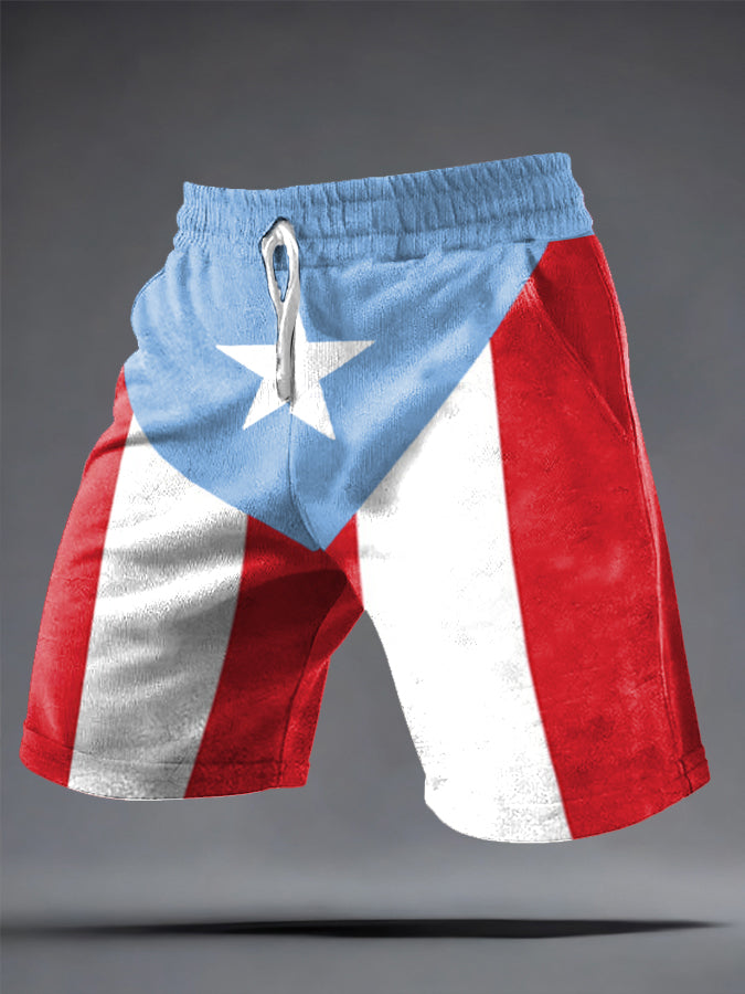 Men's Puerto Rico Bunny Football Music Lover Printed Shorts